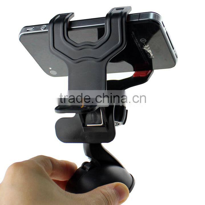 Universal Dual Two 2 Clips Car Mount Suction Bracket Holder for Mobile Phone from dailyetech