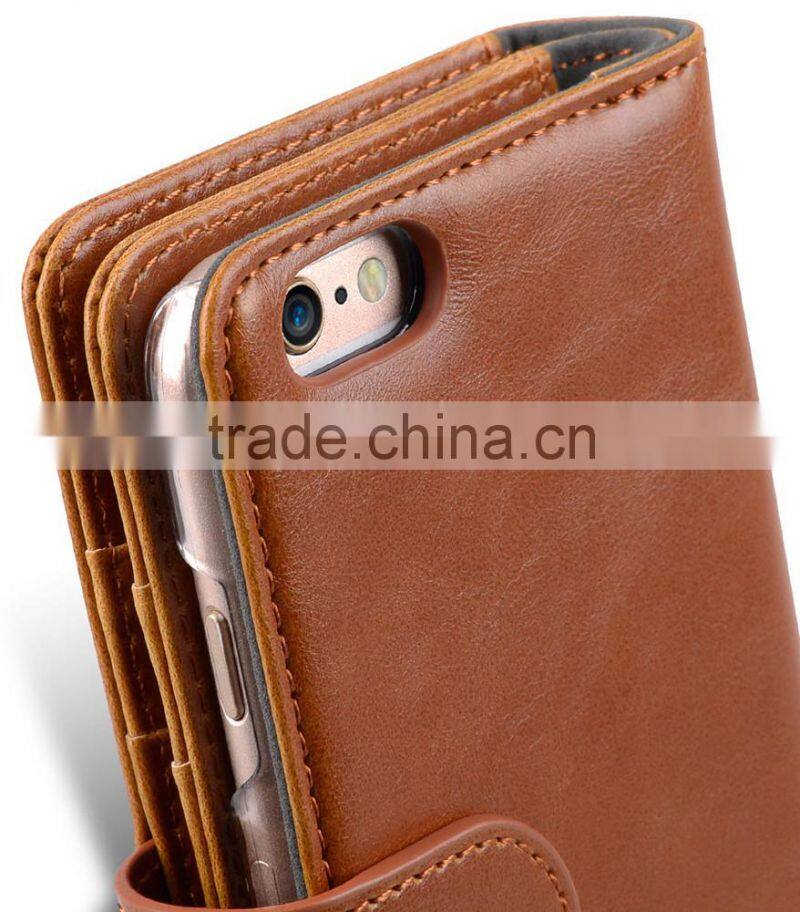 Newly Wallet Brown Double Layer PU Leather Case for Apple iPhone 6s/6 Plus (5.5")