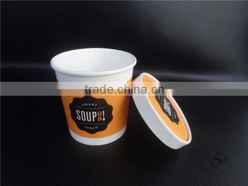 Custom printed paper soup cups with paper lids