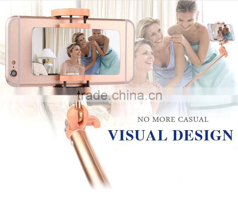 Strong aluminum tube selfie stick color optional monopod for wholesale