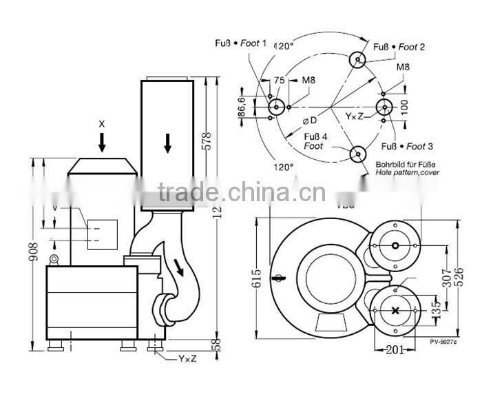 2RB9437BH47 ring blower side channel air blower
