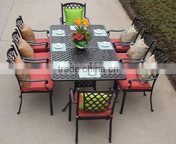Most Popular Waterproof Garden Cast Aluminium Furniture Dining Table Set Made in China