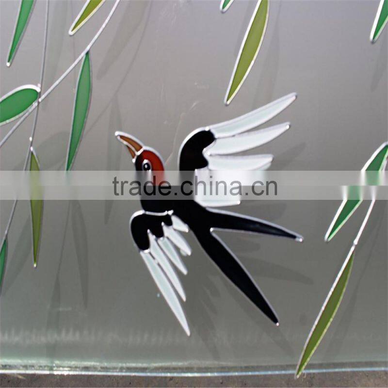 china factory hot selling acid frosted glass design for front doors