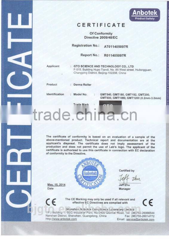 GTO Factory wholesale medical titanium 540 needle count micro needle derma roller with CE and RoHS certified