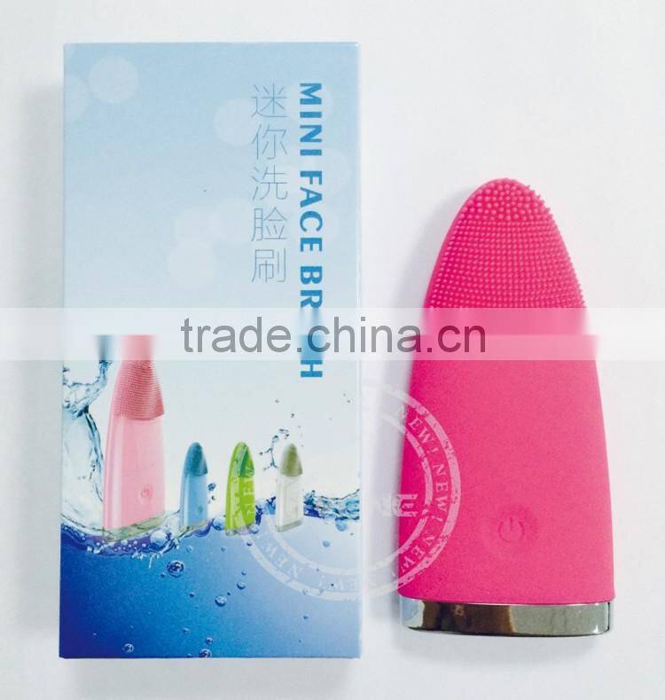 Blue Color Vibration silicone face brush Deep Cleaning
