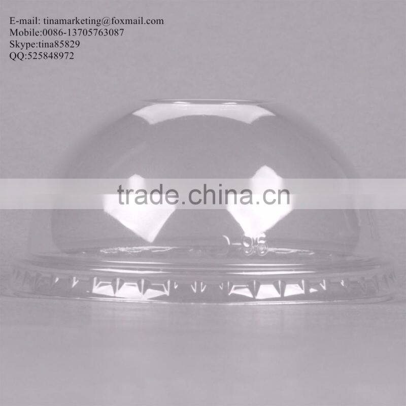 Custom Disposable PS Plastic Clear Dome Lid with Hole for Clod Drink Cup