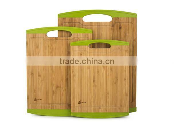 Natural Bamboo Cutting Board with Silicone Edges