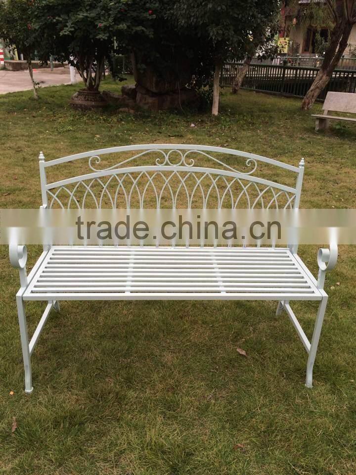 Wrought iron cream garden bench