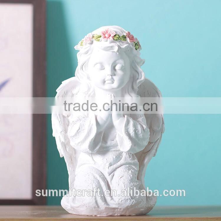 Resin white baby praying angel figurine