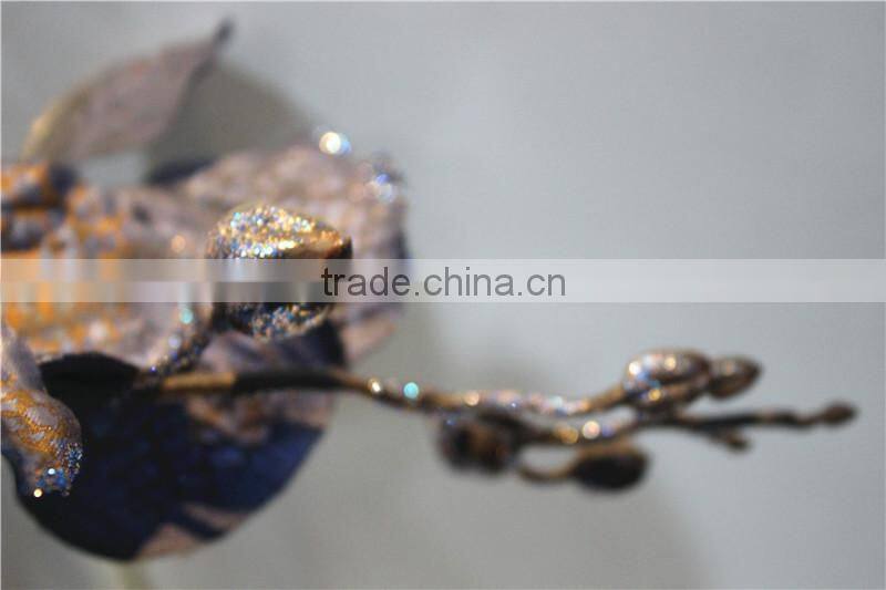 Home garden decoration 90cm hight dark purple Gold string Ascocenda artificial wedding flowers EQDL03 0401