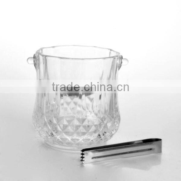 glass ice bucket with ice clamp
