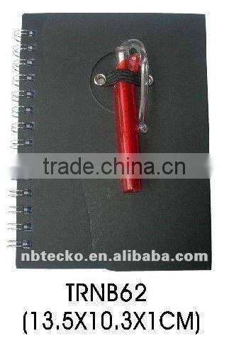 New design Recycled spiral paper notepad with plastic pen