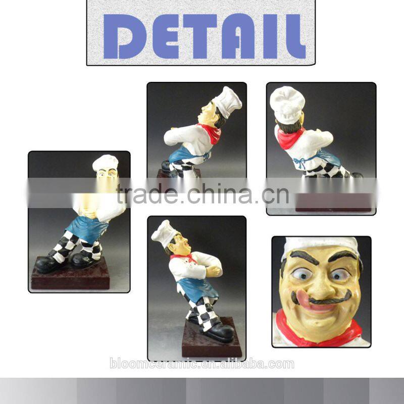 Polyresin chef for wine bottle figurines
