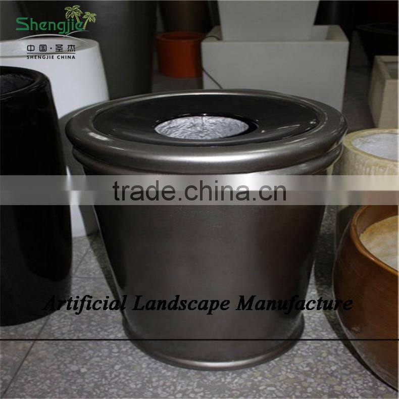 SJZJN 2660 decorative small round fiberglass clay garden pots, fiberglass clay garden planters