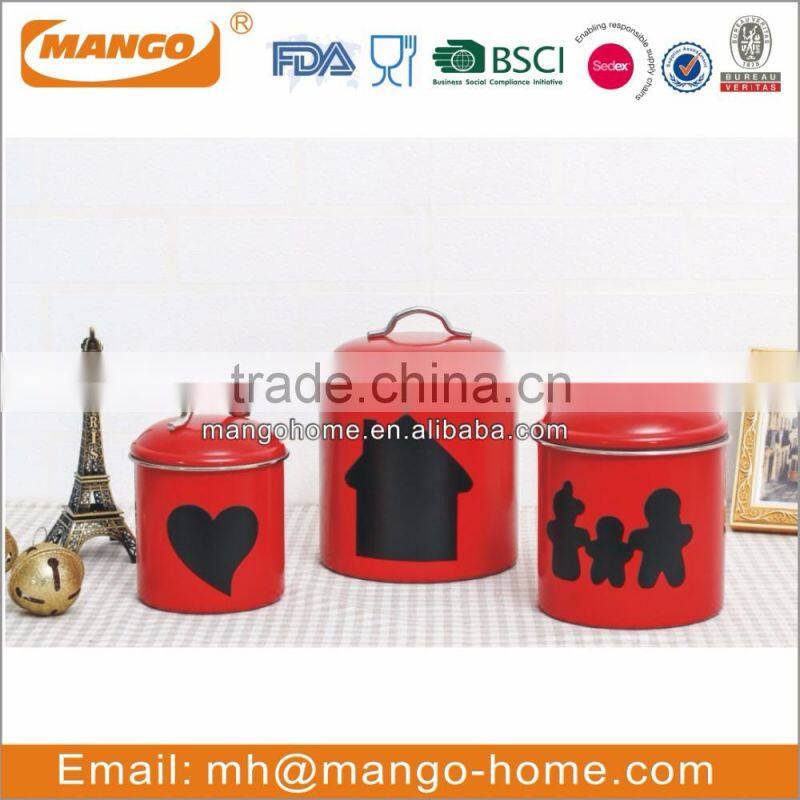 Snowflake pattern steel airtight storage biscuit set canister