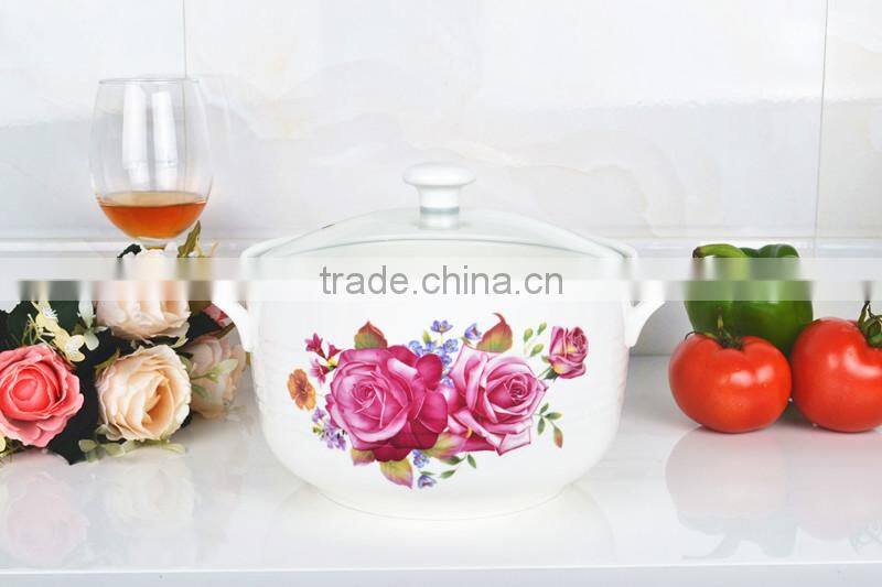 8" microwave ceramic pot with porcelain lid