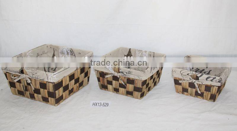 Pure Hand Woven Water Hyacinth Grass Baskets With Lid