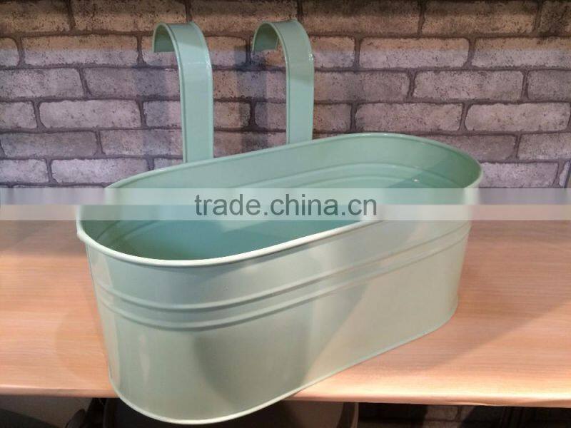 Bright Colours Double Fence Planters Garden Outdoor Metal Flower Pots Hanging Baskets