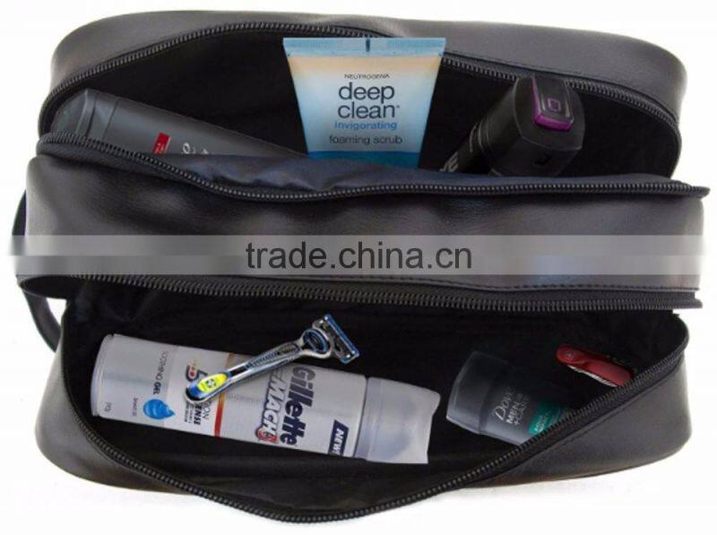 2017 Best saling Large capacity travel leather men toiletry bag