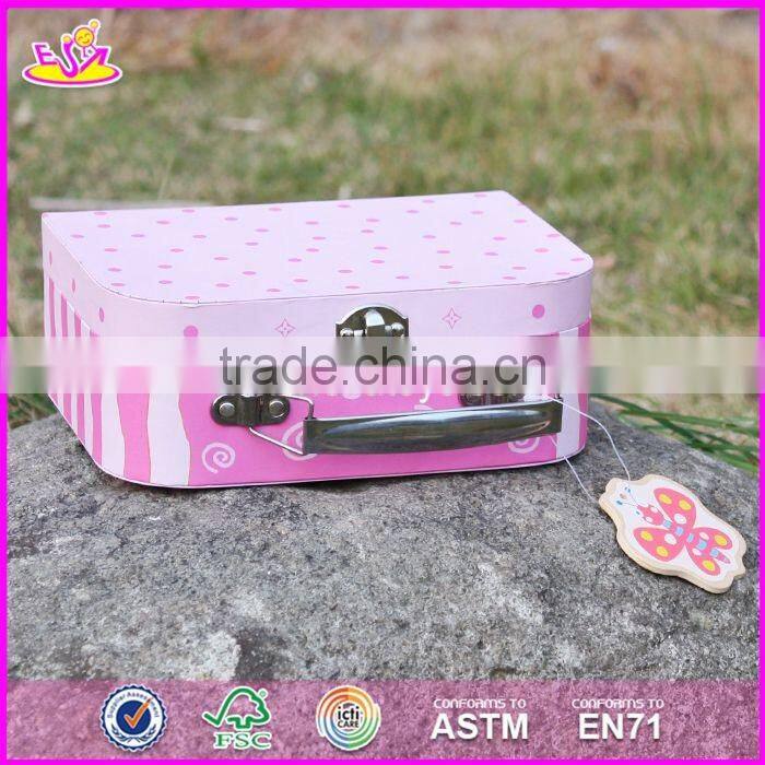 2017 Best sale lovely pink children wooden toy box for sale W08C171-S