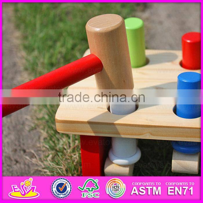 Eco-friendly handmade kids early learning wooden hammer toy W11G017-S