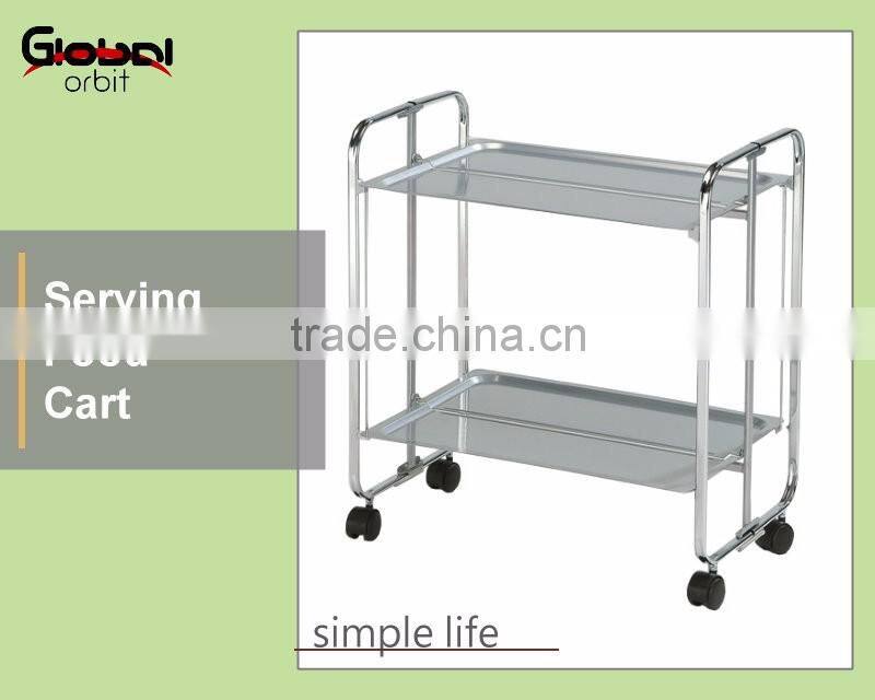 Trolley Service Kitchen Cart 2 Tier Wheels White Storage Serving Steel Metal