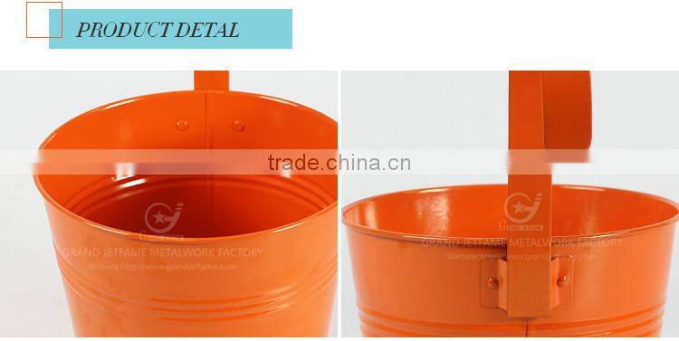 Garden galvanized and iron powder coating orange patio planters metal hanging pots for plants