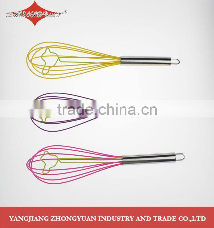 8.5-inch silicone coated wires egg whisk with stainless steel handle
