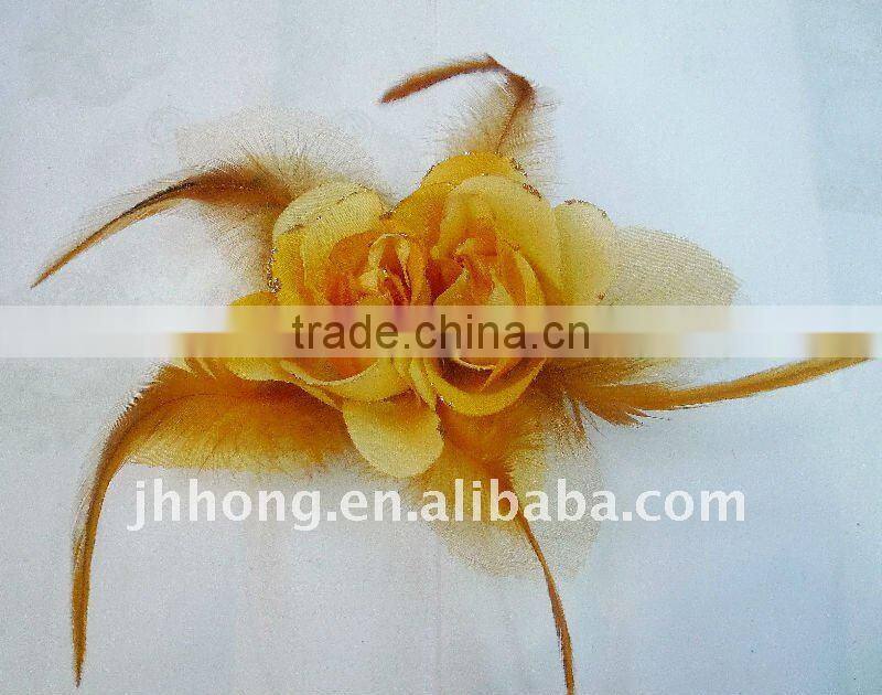 navy hair flower with feather