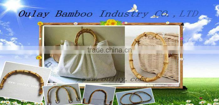 Natural bamboo handle with buttons and metal hooks/rings for DIY bags