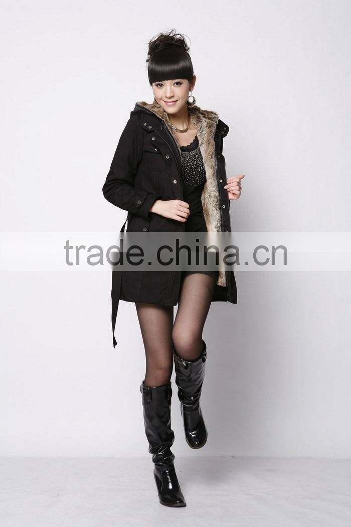 Warm Winter Coat Jacket Outerwear Faux Fur Lining Women's Fur Jackets Overcoat