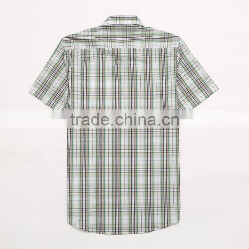 plaids 100% Organic Cotton Yarn dyed shirt, Men casual short sleeve shirt