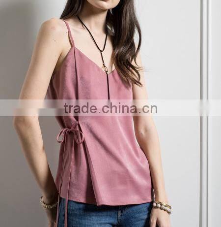 2017 Summer women tops tie details on sides crop top