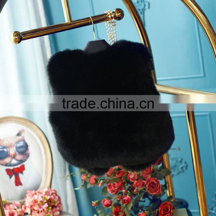 winter high-grade candy color thick luxury lady short faux fox fur vest woman dress