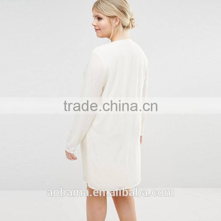 Professional customized white plus size fat women new ladies dress