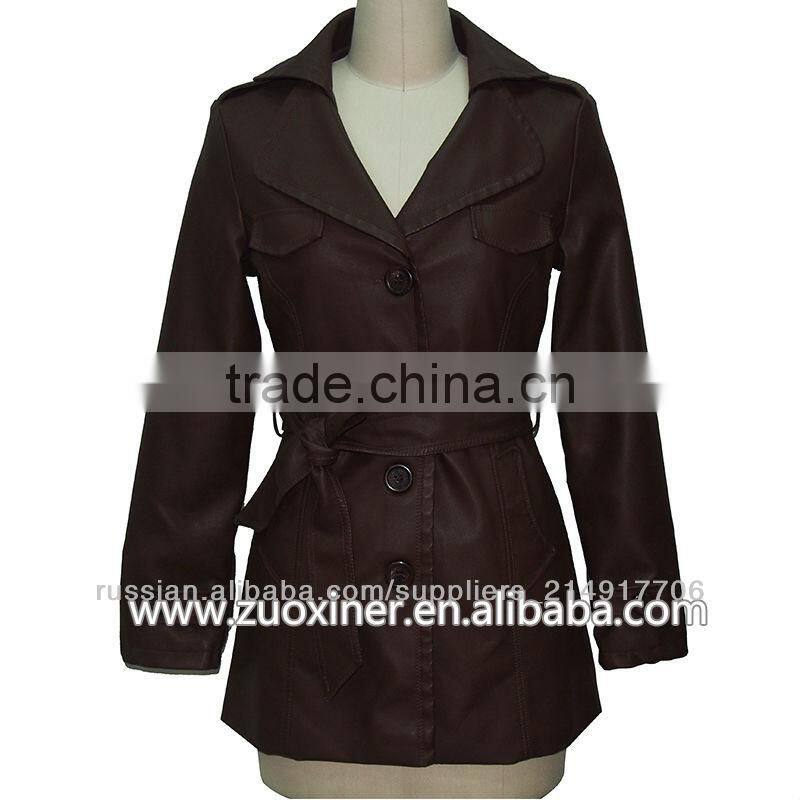 2014 long leather jacket for women wholesale