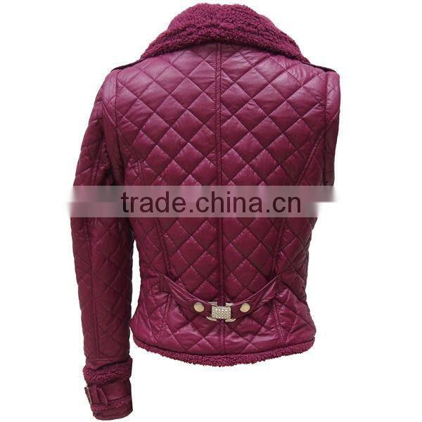 Quilted PU leather jacket, coat for women