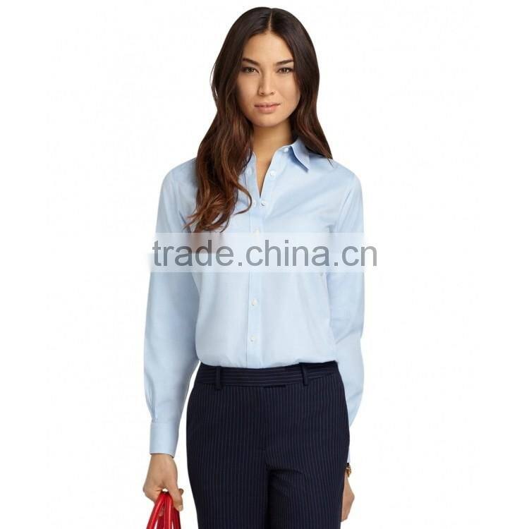 SZXX Hot Wholesale Womens Lady Elegant Office Blue Blouse Shirts