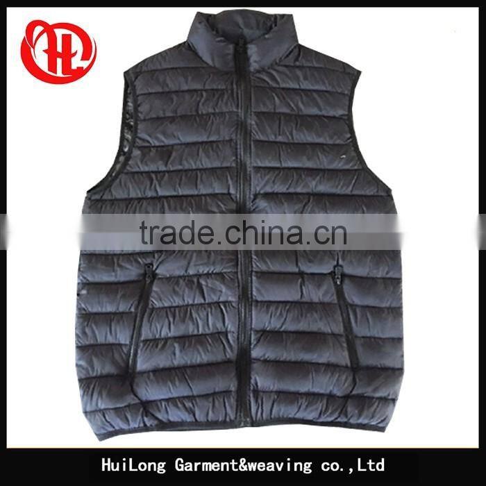 Full zipper 20D nylon slim men padded winter vest