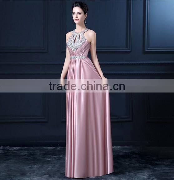 halter neck designer beaded evening brand pretty women dress