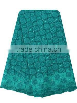 Cheap price hign quality square style cotton swiss voile lace with stones for clothes SL0408