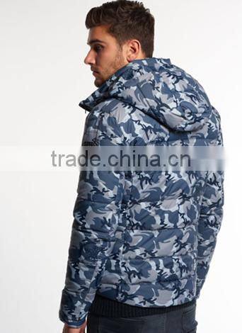 2017 new design men downlook jacket with print and detach hood (RMJ011)