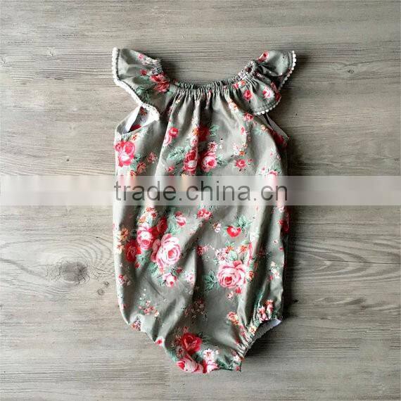 2017 New Design Summer Lace Baby Girls Bubble Romper With Bow