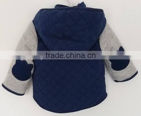 boys knit sleeves over coat with cap and embroidered logo for winter