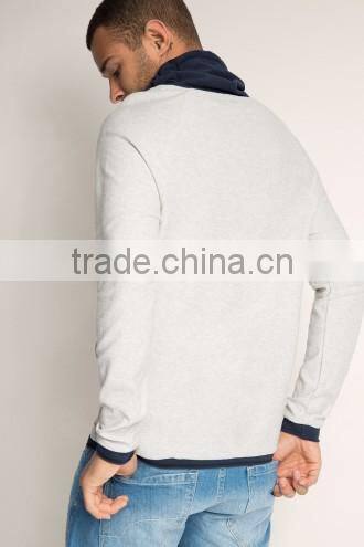 cuffs and hem with contrast color rib design Custom made high quality hoody for men