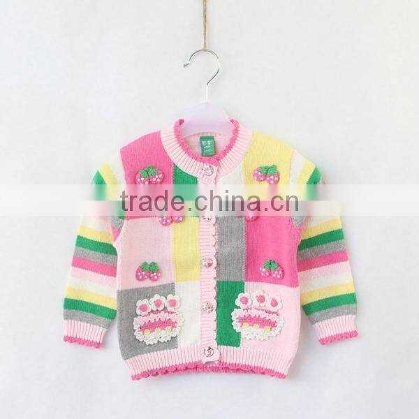 Girls handmade flower design knitted sweater cardigan