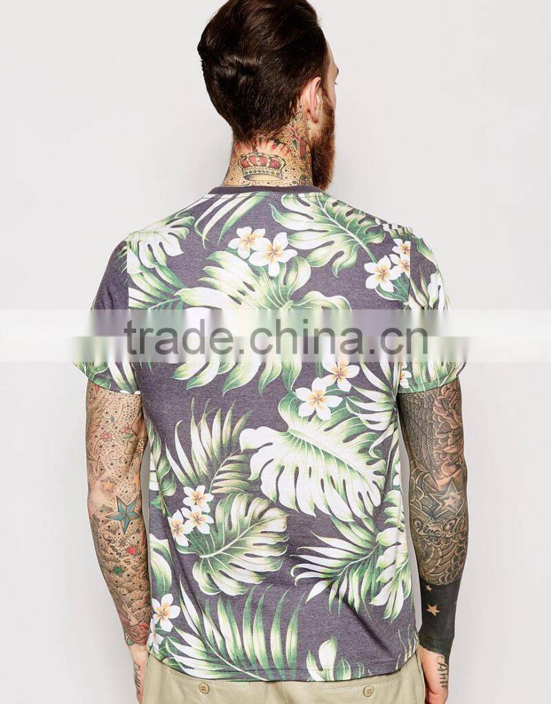 Custom full sublimation printing t shirt, palm tree printed t shirt 2015