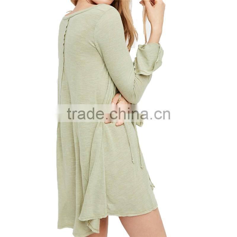 2017 OEM Women Seaside Style Vented Long Sleeve Blouse Dress