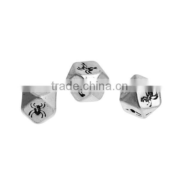 Zinc Based Alloy Spacer Beads Square Antique Silver Butterfly Faceted