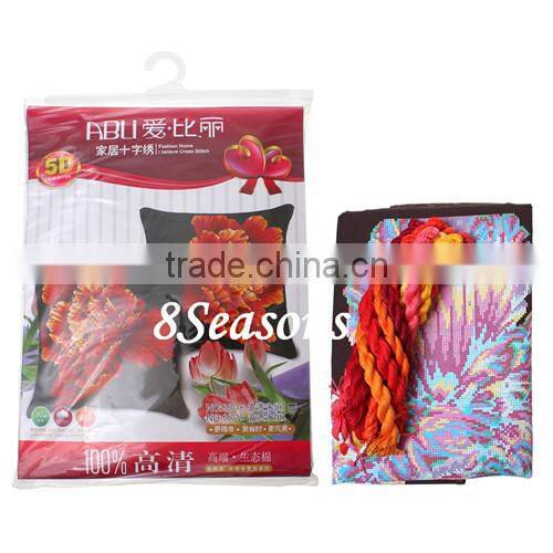 Clearance Sale Multicolor Flower Pattern Square Throw Pillow Cotton Cross Stitch Needlework Materials